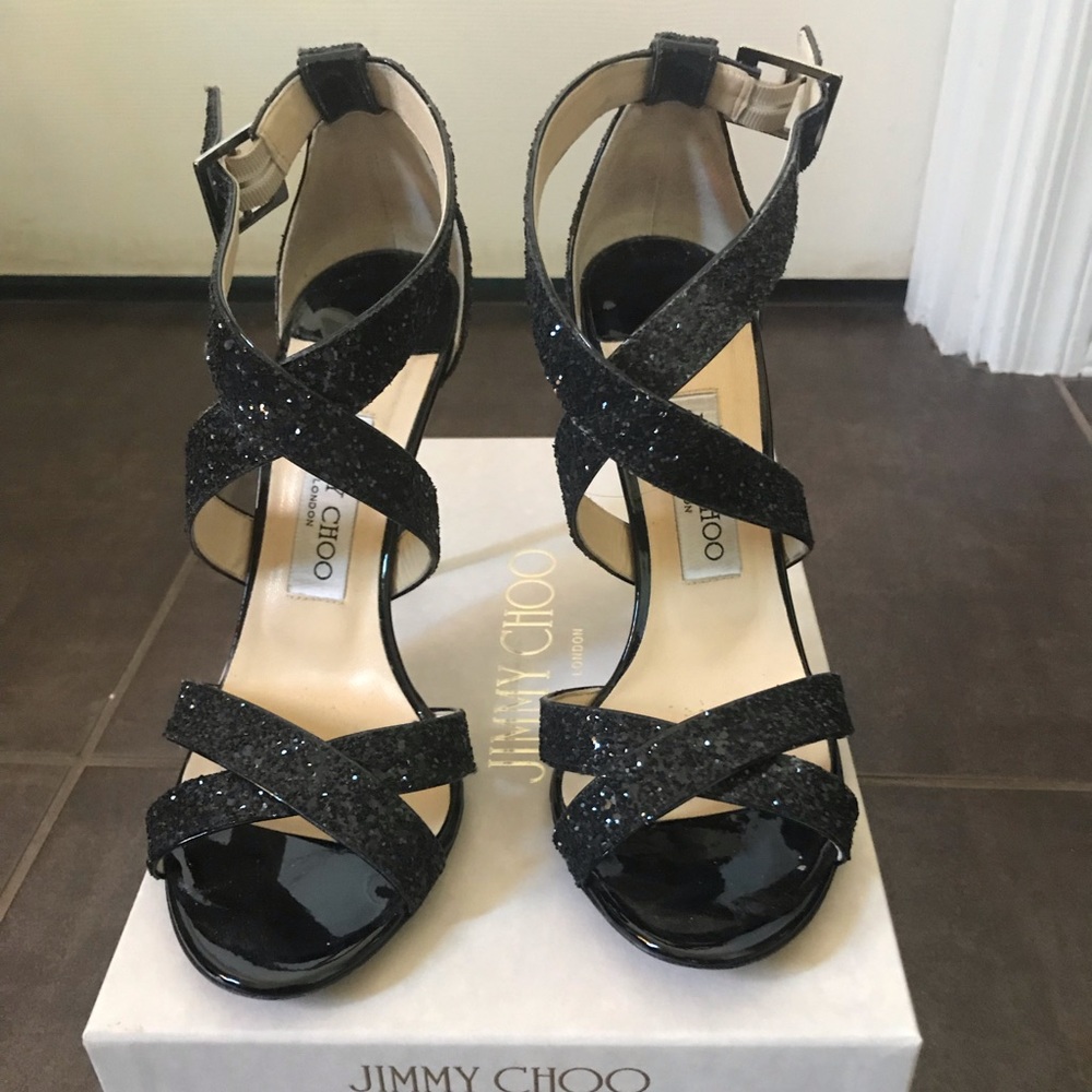 Jimmy Choo Heels / Sandals Lottie Black Glitter 39